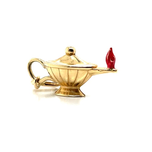 14K Yellow Gold + Enamel Oil Lamp Charm - Picture 3 of 8